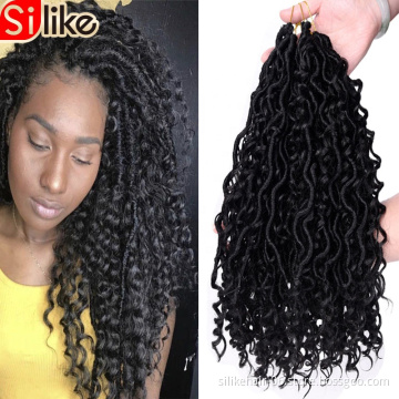 GoddessFaux Locs curly Crochet Braids14 Inch Soft Natural Synthetic Hair Extension 24Stands/Pack Messy water waveFaux Locks Hair